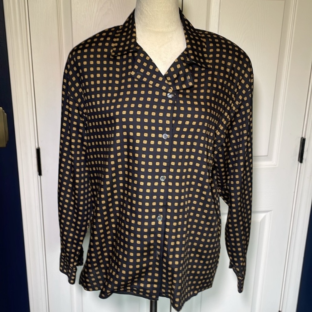 Men's Black and Gold Checkered Shirt